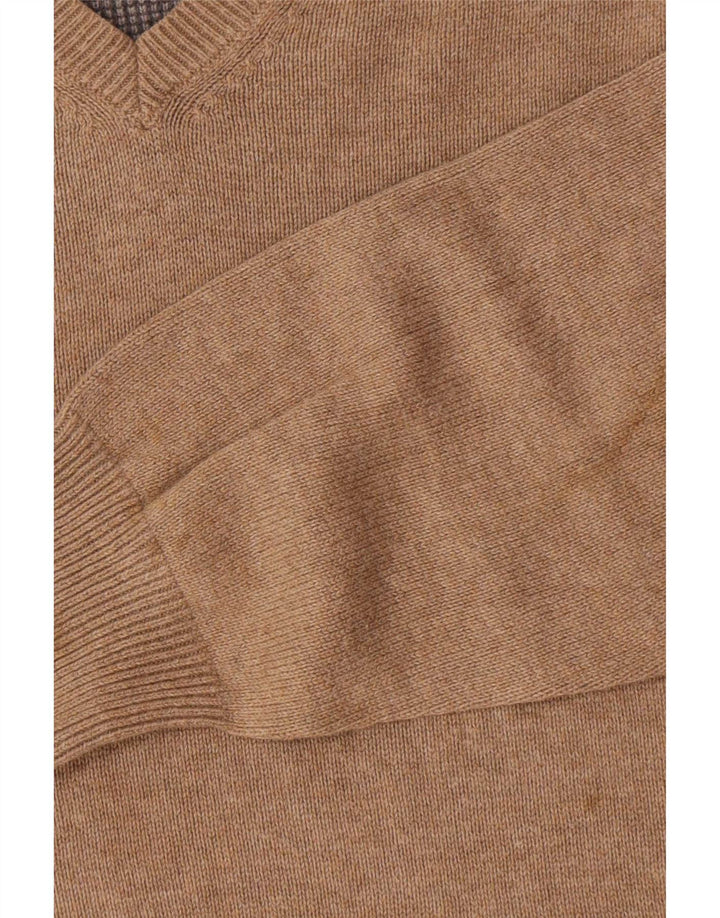 Marks & Spencer Herren-Pullover mit normaler Passform, V-Ausschnitt, Größe S, beige, Baumwolle