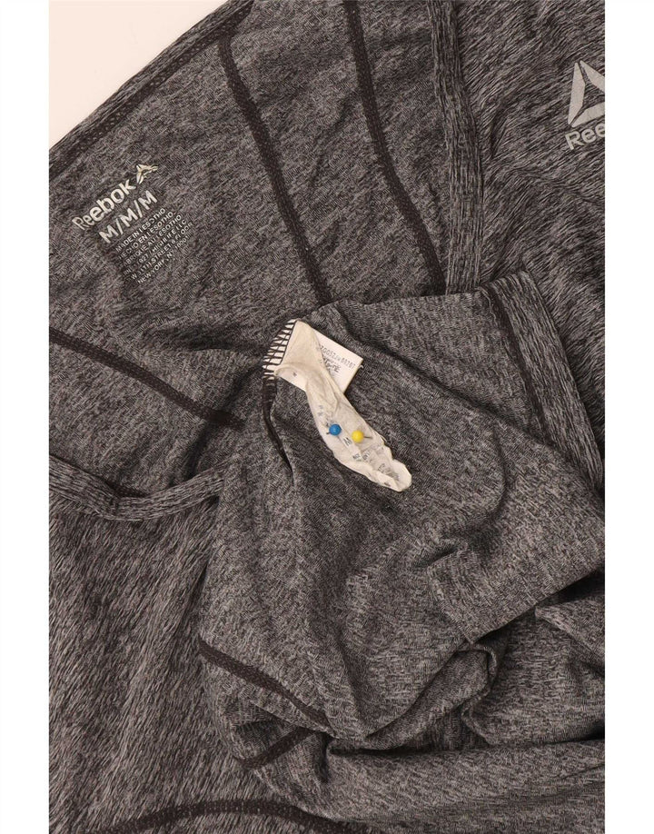 Reebok Damen T-Shirt Top UK 14 Mittelgrau geflecktes Polyester