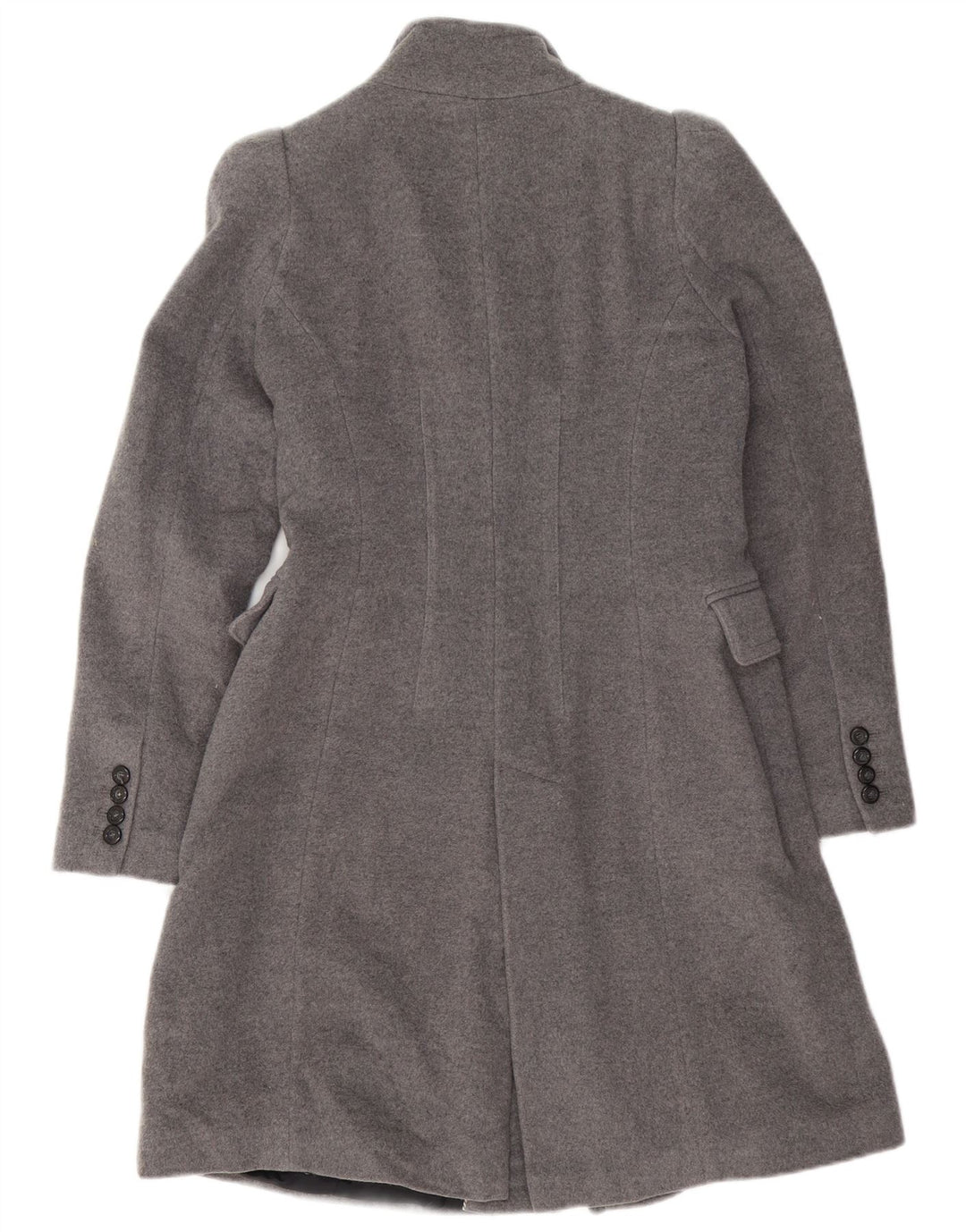 Zweireihiger Damenmantel von Zara, UK 12, mittelgraue Wolle