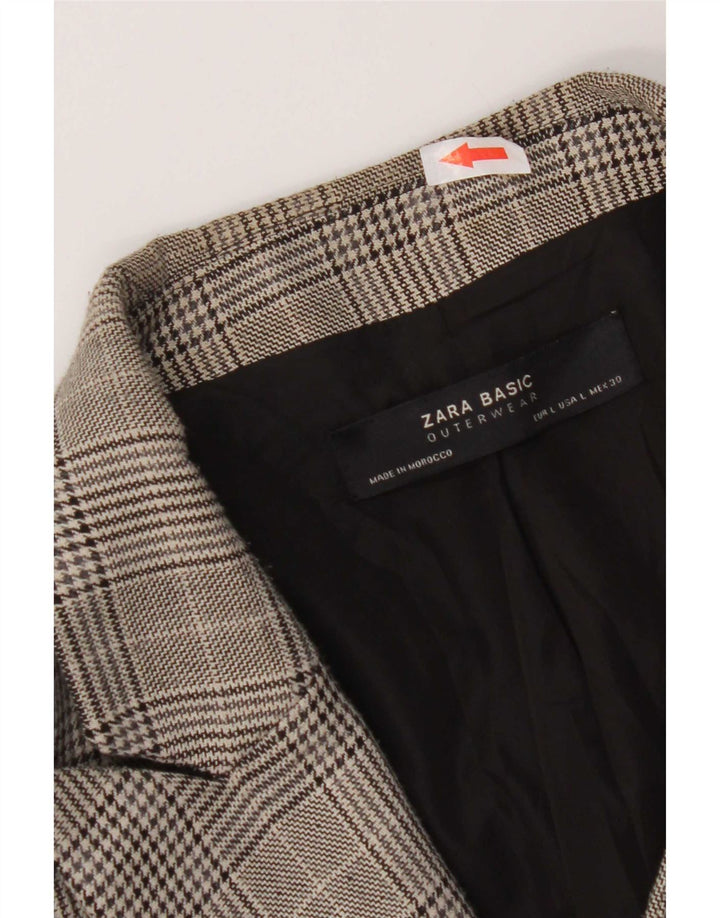 Zweireihiger Damenmantel von Zara, UK 16, groß, grau kariert, Polyester