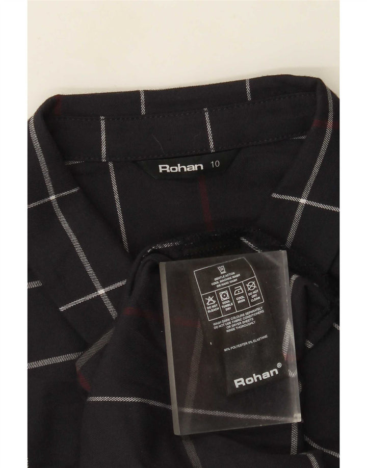 Rohan Damenhemd UK 10 Small Marineblau kariertes Polyester