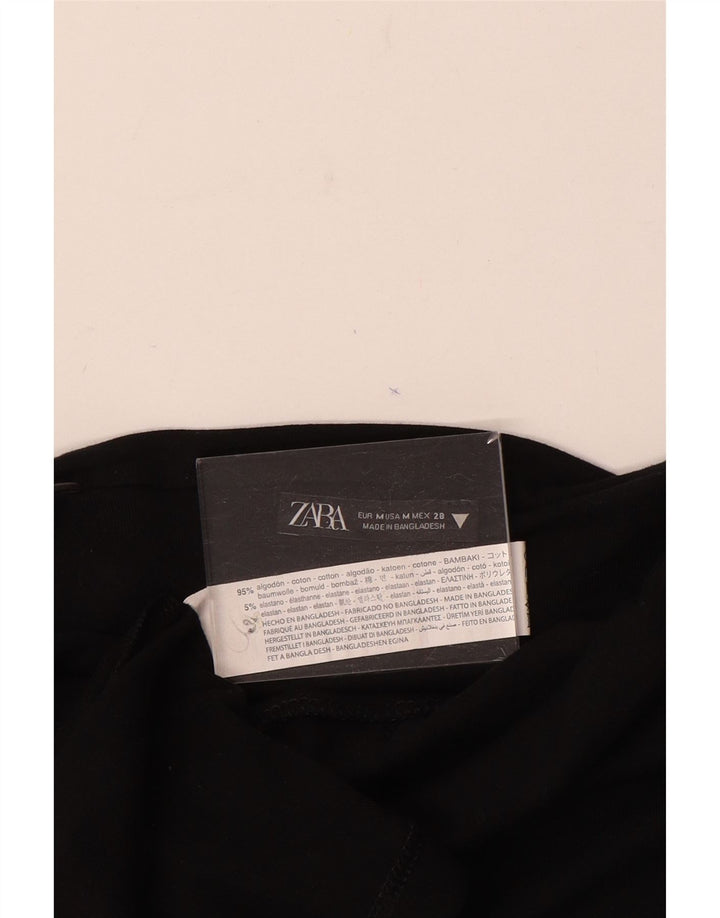 Zara Damen Slip Dress UK 12 Mittelschwarze Baumwolle