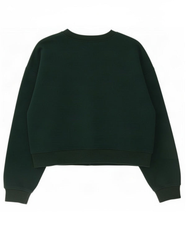 Zara Damen Crop Oversized Sweatshirt Pullover UK 10 Small Grün