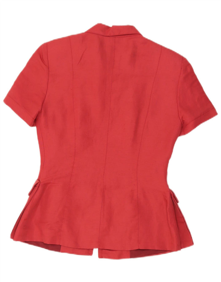 Roman's Kurzärmliger Damen-Blazer mit durchgehendem Reißverschluss IT 42 Mittelrotes Leinen