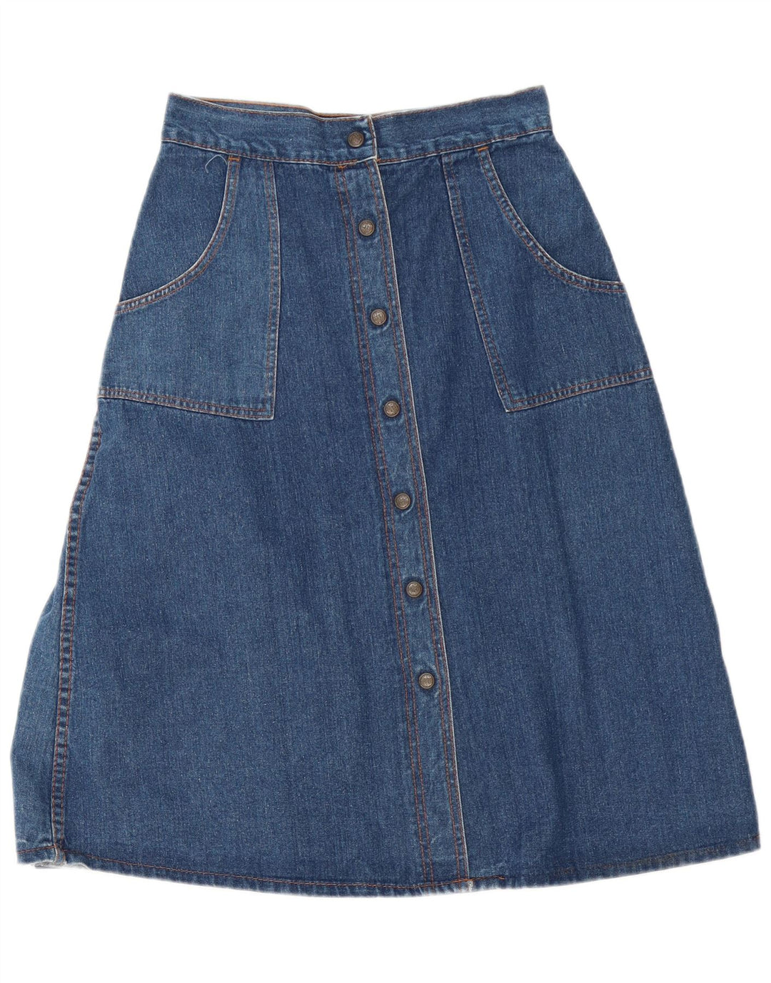 Vintage Damen Maxi Denim A-Linie Rock W28 Mittelblau