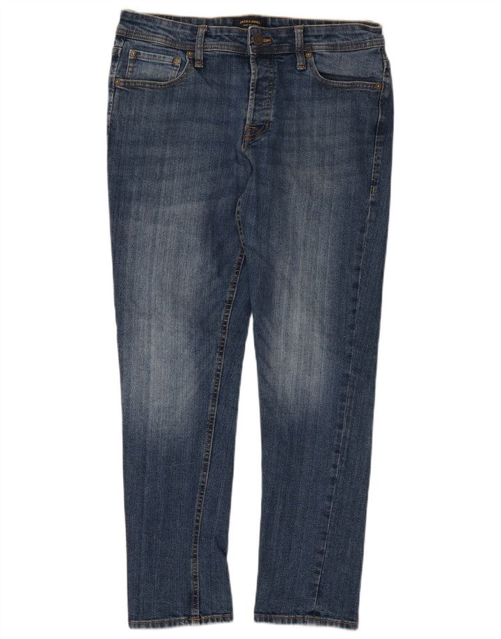 JACK & JONES Herren Slim Jeans W34 L30 Blaue Baumwolle