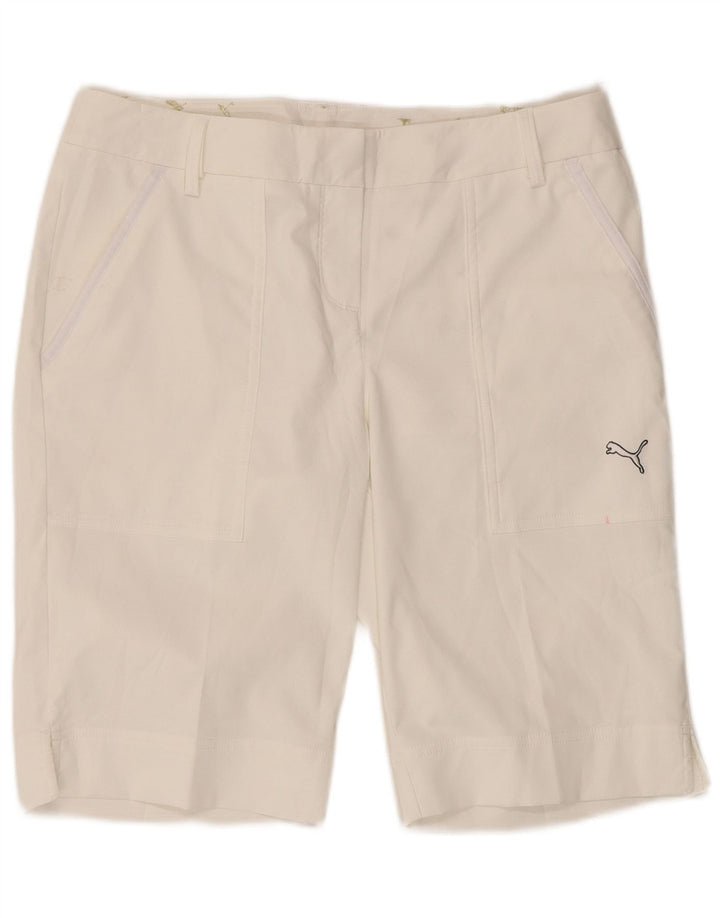 Puma Damen Chinoshorts UK 12 Medium W34 Weiß Polyester