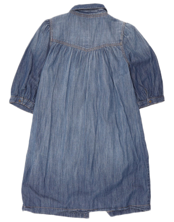 Fat Face Damen-Jeanskleid mit 3/4-Ärmeln, UK-Größe 12, mittelblaue Baumwolle
