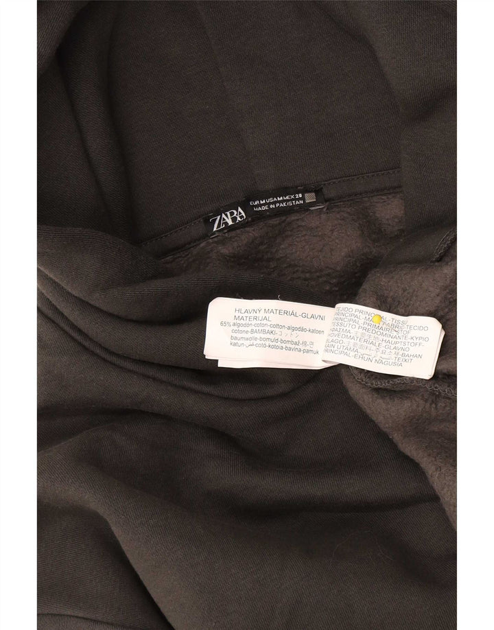 Zara Damen Übergroßer Kapuzenpullover UK 14 Mittelgraue Baumwolle