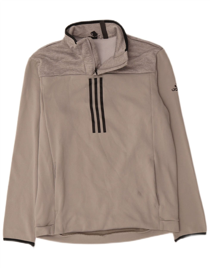 Adidas Herren Climawarm Zip Neck Pullover Trainingsanzug Top Mittelgraues Polyester