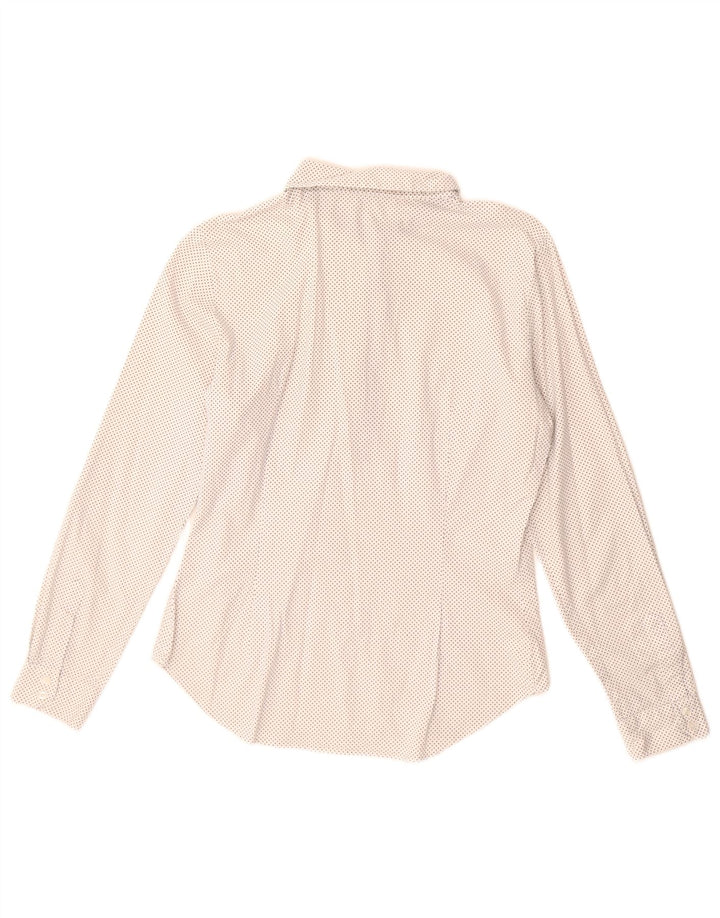 Zara Damen Pullover-Hemd UK 14 Large Weiß gepunktet