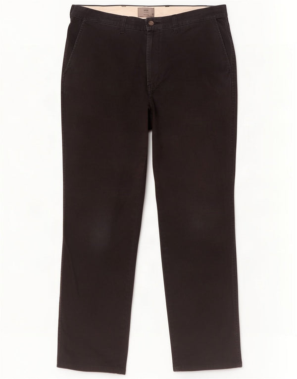 Marks & Spencer Herren gerade Chinohose W36 L33 schwarze Baumwolle