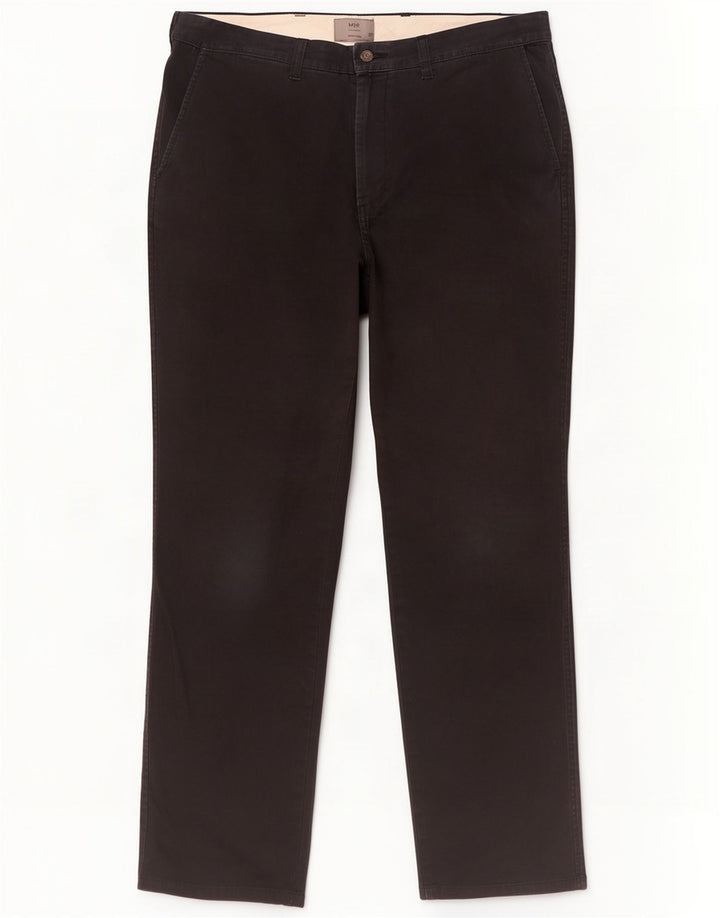 Marks & Spencer Herren gerade Chinohose W36 L33 schwarze Baumwolle