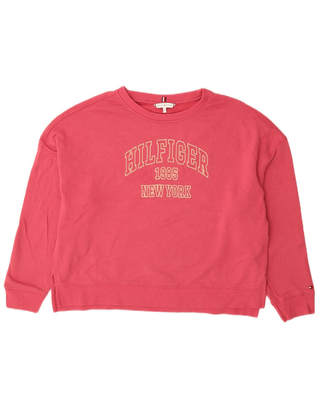 TOMMY HILFIGER Damen Grafik-Sweatshirt-Pullover UK 14 Mittelrosa