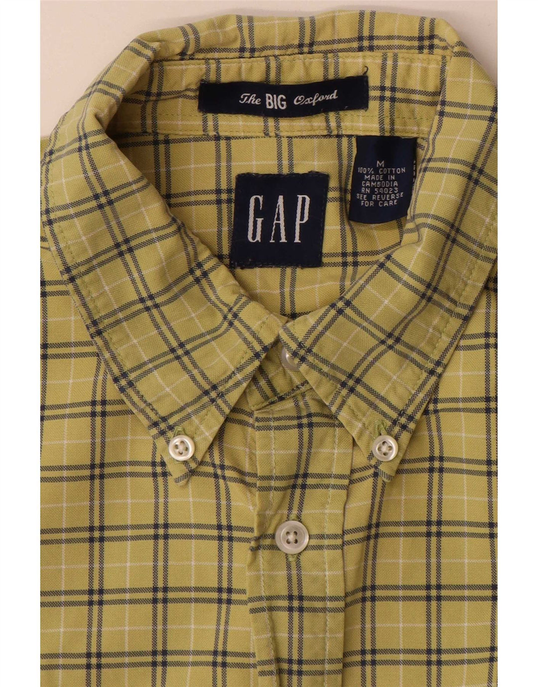 Gap Herren-Hemd mit lockerer Passform, mittelgelb, kariert, Baumwolle