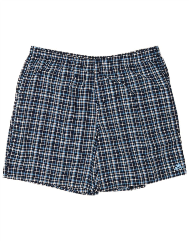 Adidas Herren Badeshorts XL Blau kariert Polyester