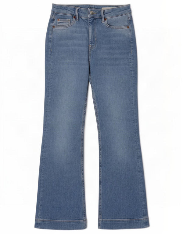 Marks & Spencer Damen Slim Flared Jeans UK 10 Small W27 L28 Blaue Baumwolle