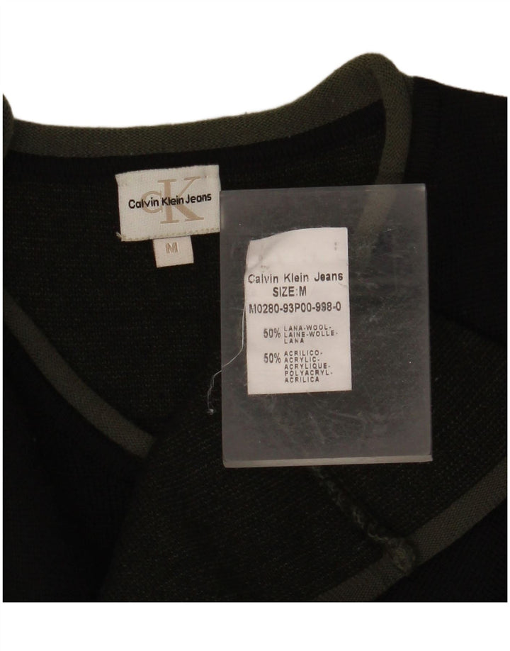 CALVIN KLEIN JEANS Herren-Pullover mit V-Ausschnitt, mittelschwarze Wolle