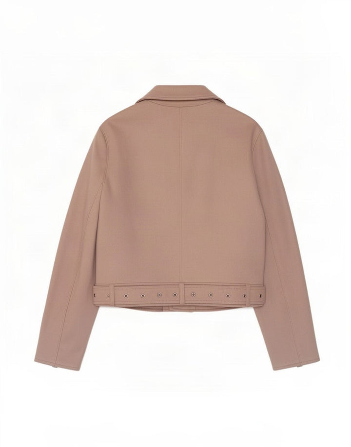 Zara Damen Crop Bikerjacke UK 14 Mittelrosa Polyester