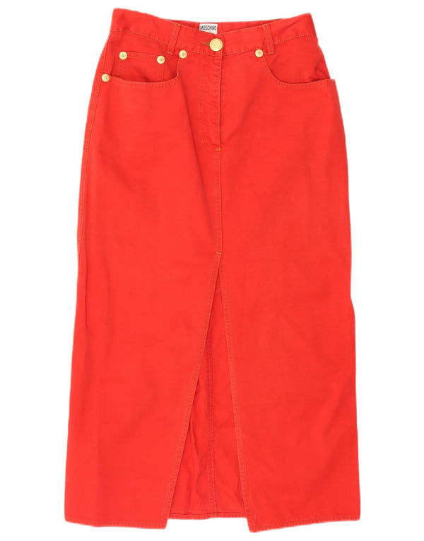Moschino Damen Midirock UK 18 XL W36 Rote Baumwolle
