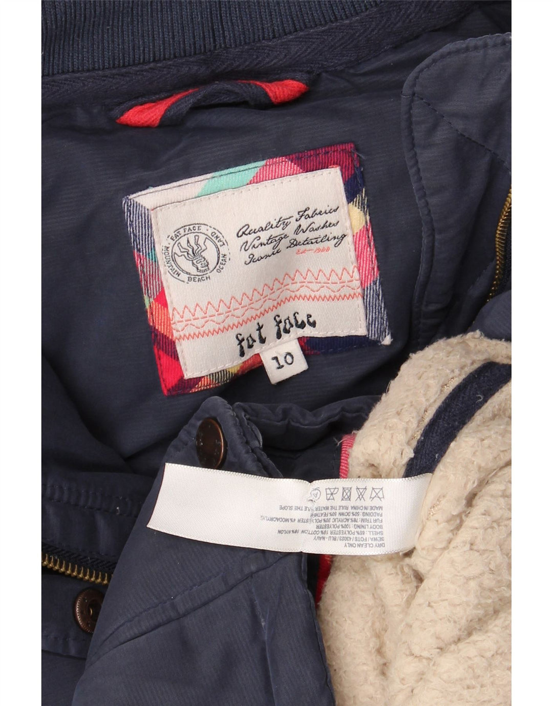 Fat Face wattierte Damen-Weste mit Kapuze, UK 10, Größe S, Marineblau, Polyester