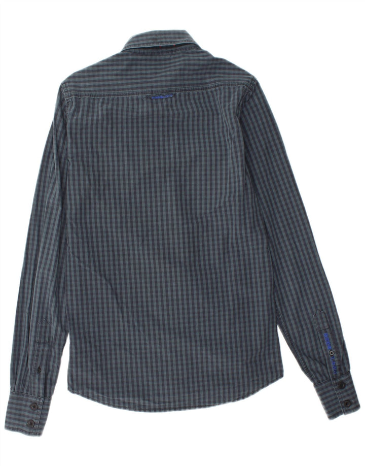SUPERDRY Herren-Hemd, klein, marineblau, Gingham-Baumwolle