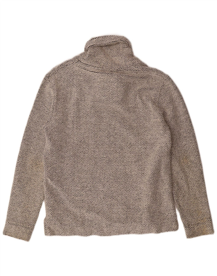 Weird Fish Herren-Sweatshirt mit Schalkragen, Größe S, beige, Baumwolle
