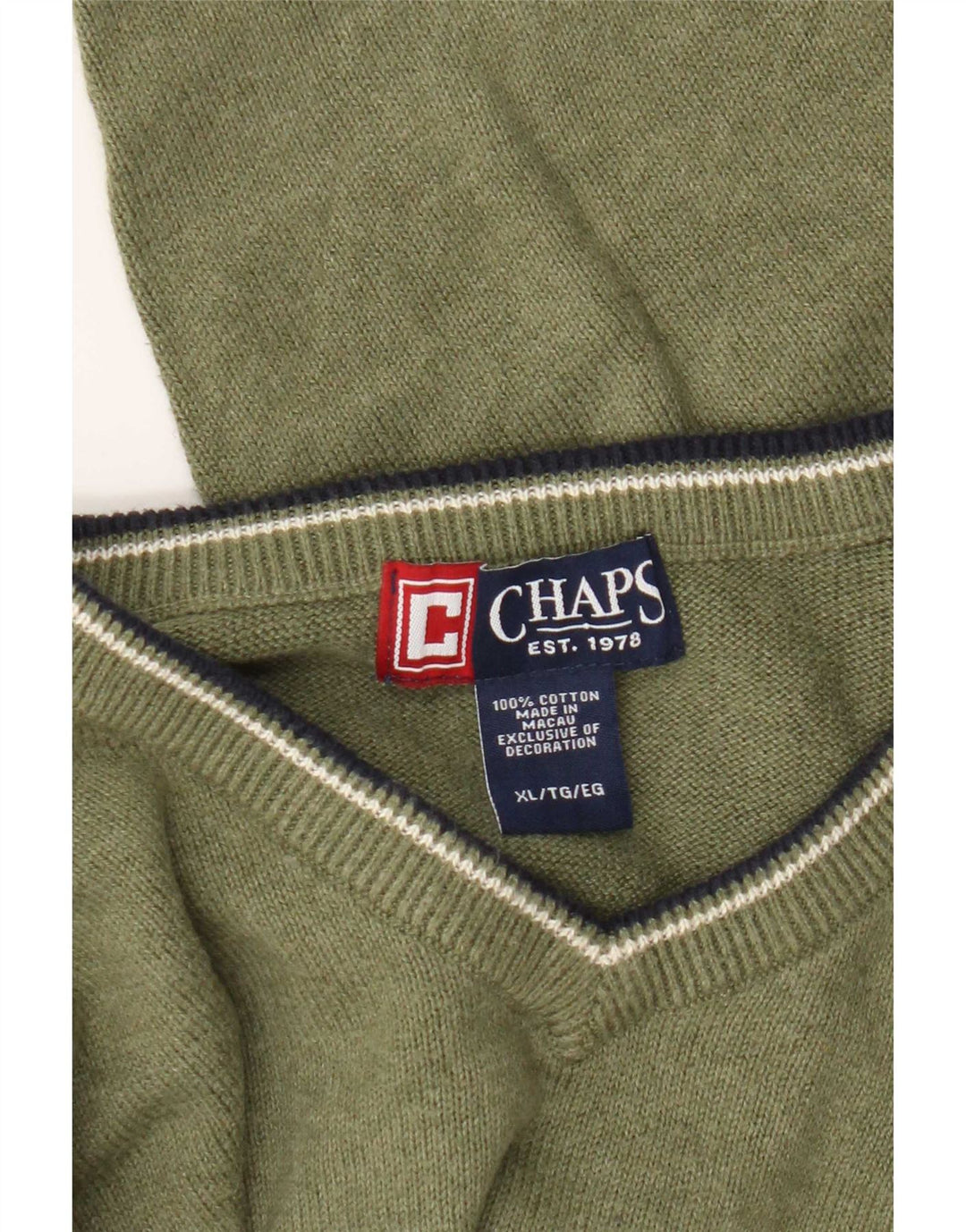 Chaps Herren-Pullover mit V-Ausschnitt, reguläre Passform, XL, grüne Baumwolle