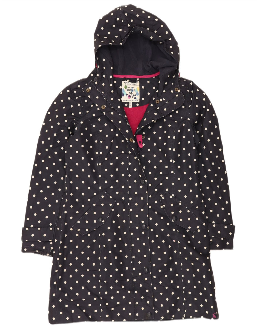 Übergroßer Windjacke-Mantel von JOULES für Damen, Gr. 10, Größe S, Marineblau, gepunktet