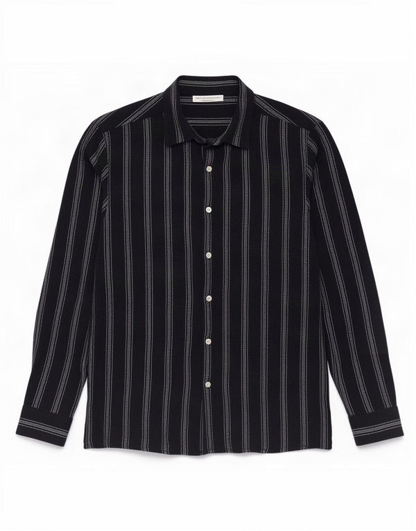 Zara Mens Shirt Medium Navy Blue Striped Cotton
