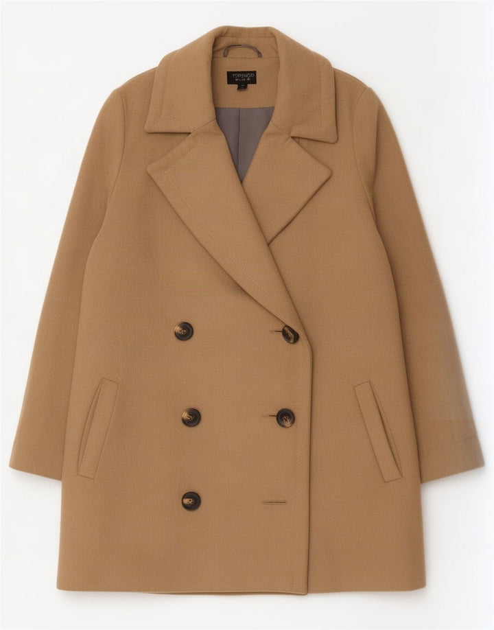 Topshop Damen Übergroßer zweireihiger Mantel UK 8 Small Beige Wolle