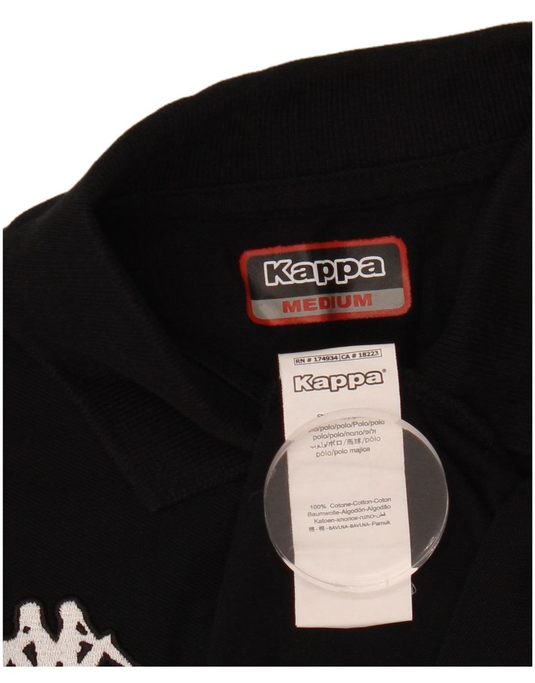 Kappa Damen Poloshirt UK 14 Mittelschwarze Baumwolle