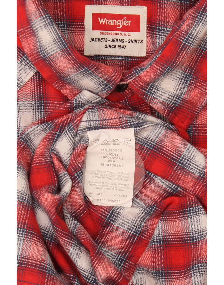 Wrangler Herren-Flanellhemd, groß, rot kariert, Baumwolle