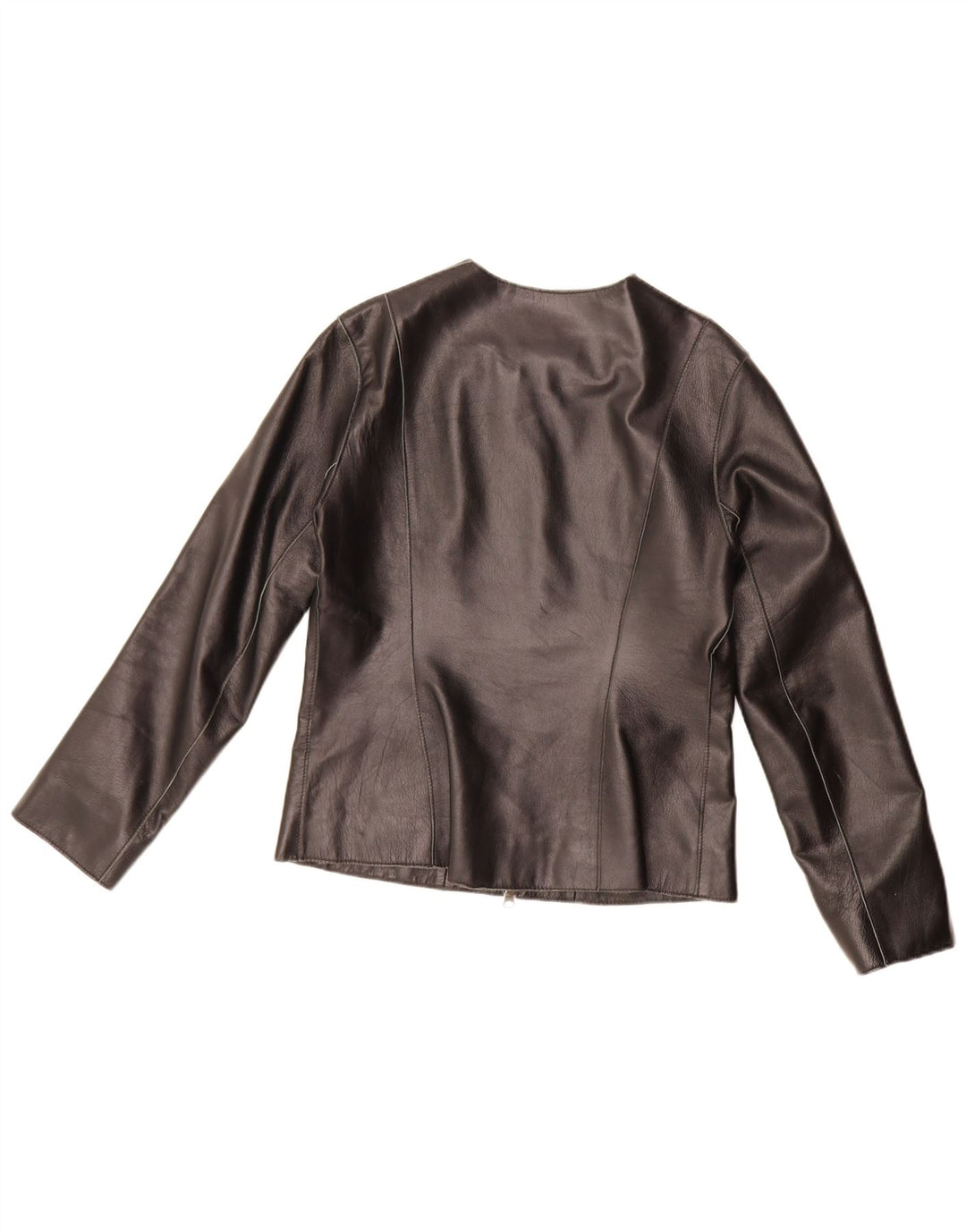 Michel Ambers Damen-Blazerjacke aus Leder mit durchgehendem Reißverschluss, UK 12, Mittelschwarz