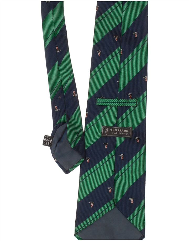 Trussardi Herren-Krawatte, Einheitsgröße, grün gestreift, Seide, klassisch