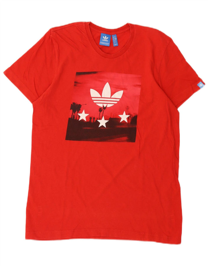 Adidas Herren Grafik-T-Shirt aus mittelroter Baumwolle