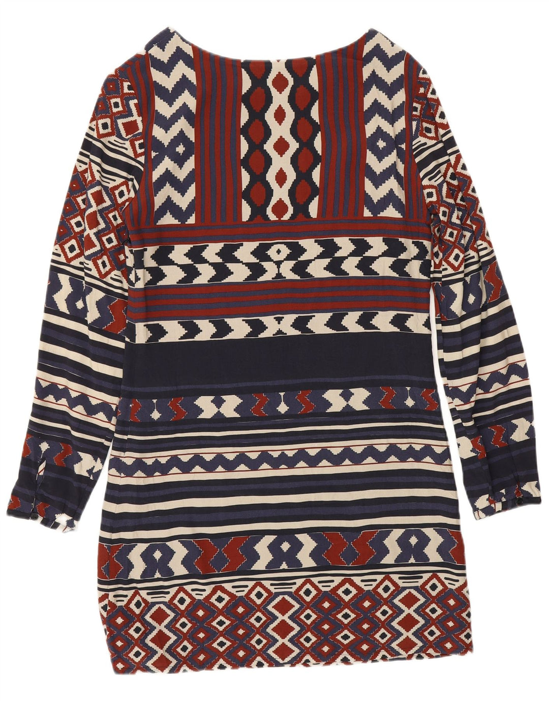 Desigual Damen Langarm-Etuikleid EU 36 Small Navy Blue Geometrisch