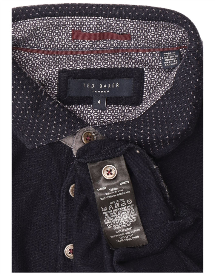 Ted Baker Herren-Poloshirt, Größe 4, groß, marineblaue Baumwolle