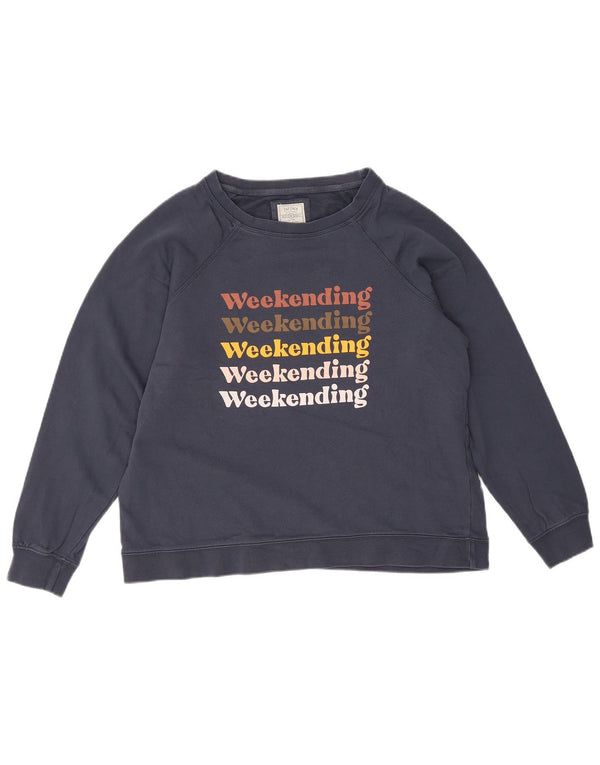 Fat Face Grafik-Sweatshirt für Damen, UK 16, Größe L, Marineblau, Baumwolle