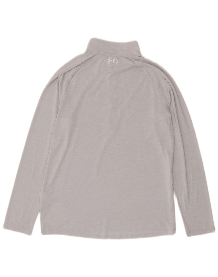 Under Armour Herren-Trainingsanzug-Oberteil mit Reißverschluss und Pullover aus mittelgrauem Polyester