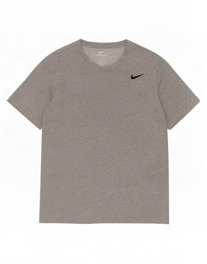 Nike Herren Dri Fit T-Shirt-Oberteil aus mittelgrau gefleckter Baumwolle