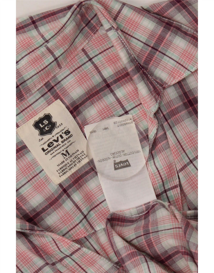 Levi's Damen Kurzarmhemd UK 12, mittelrosa, kariert, Baumwolle