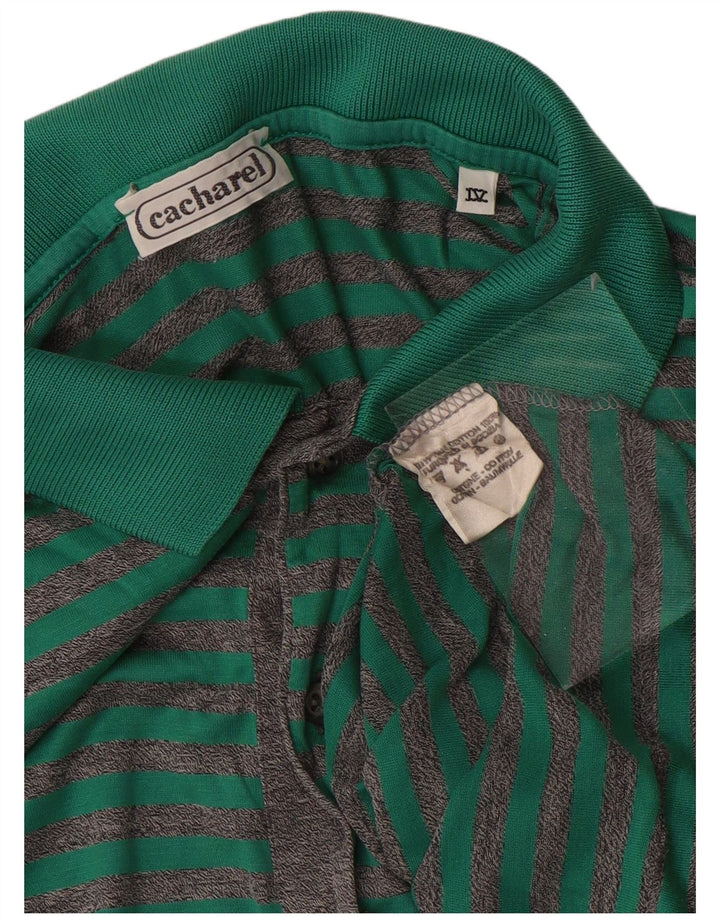 CACHAREL Herren-Poloshirt, klein, grün gestreift, Baumwolle