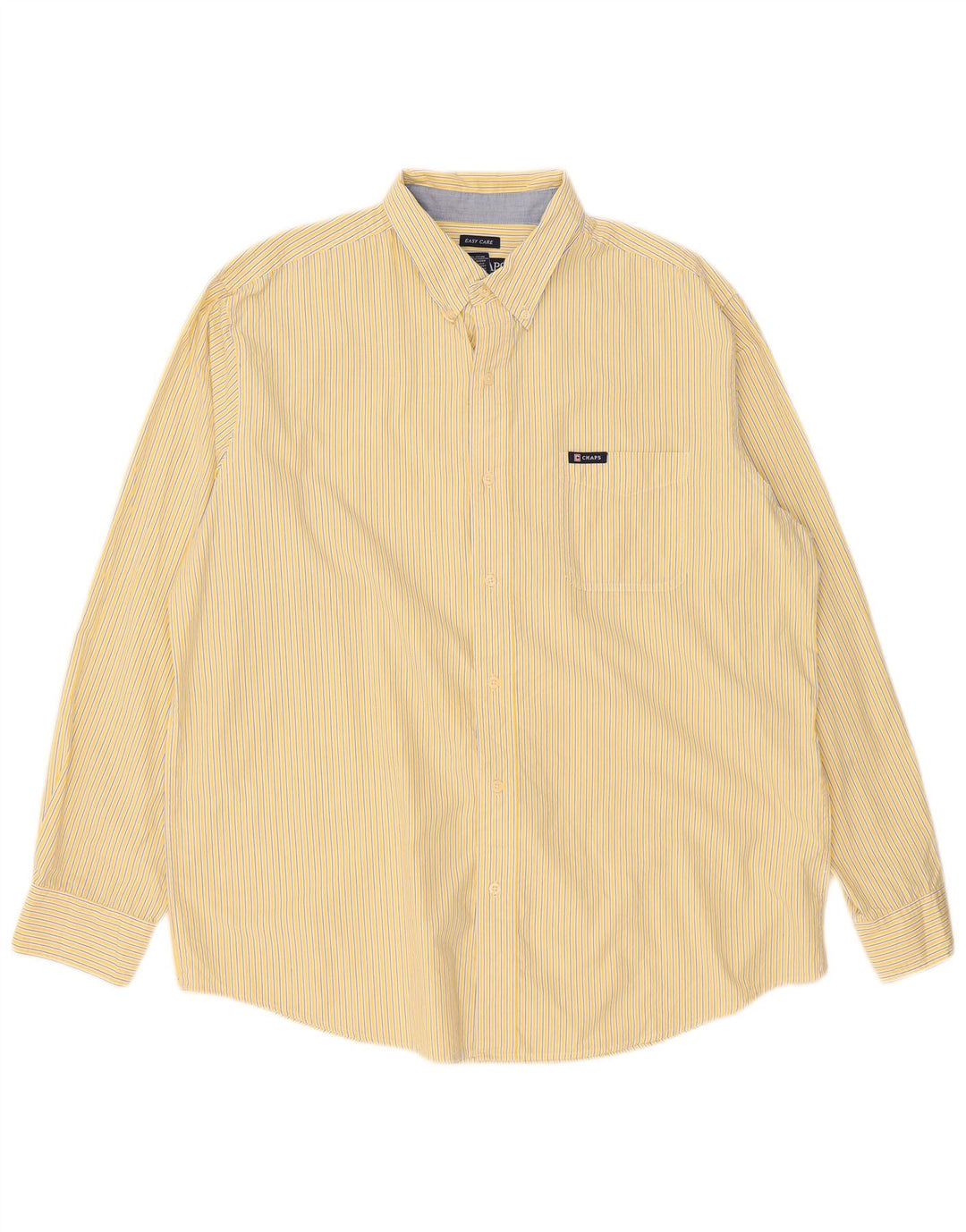 Chaps Herren-Hemd, pflegeleicht, XL, gelbe Nadelstreifen-Baumwolle