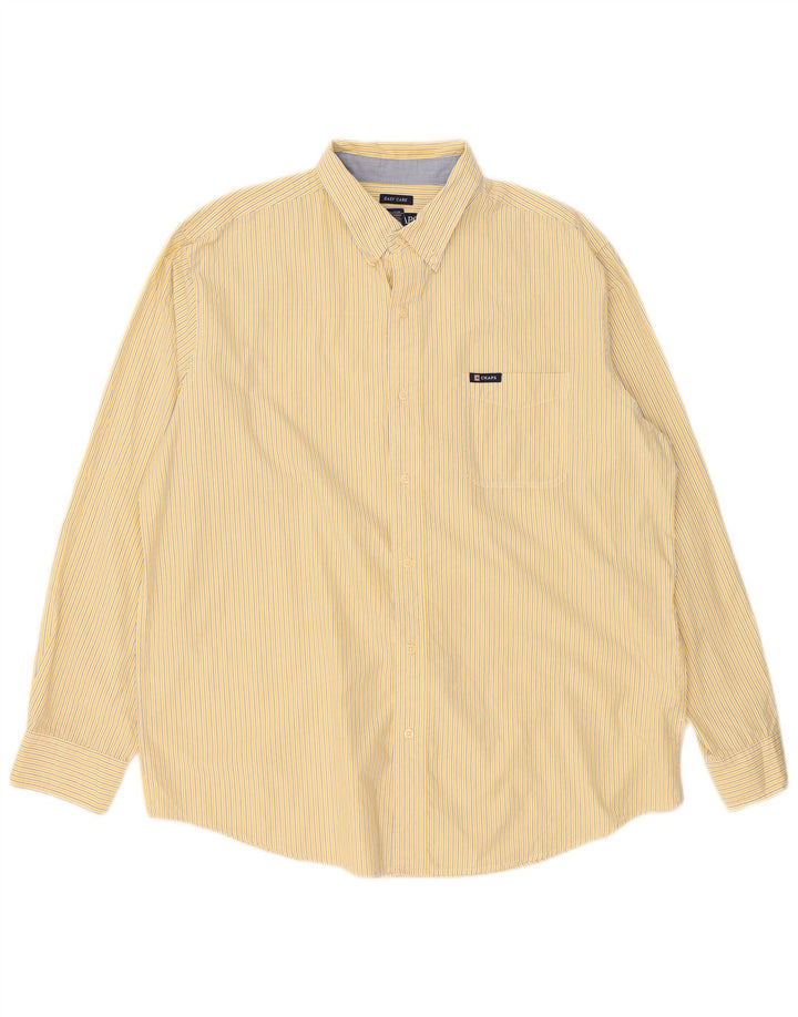 Chaps Herren-Hemd, pflegeleicht, XL, gelbe Nadelstreifen-Baumwolle