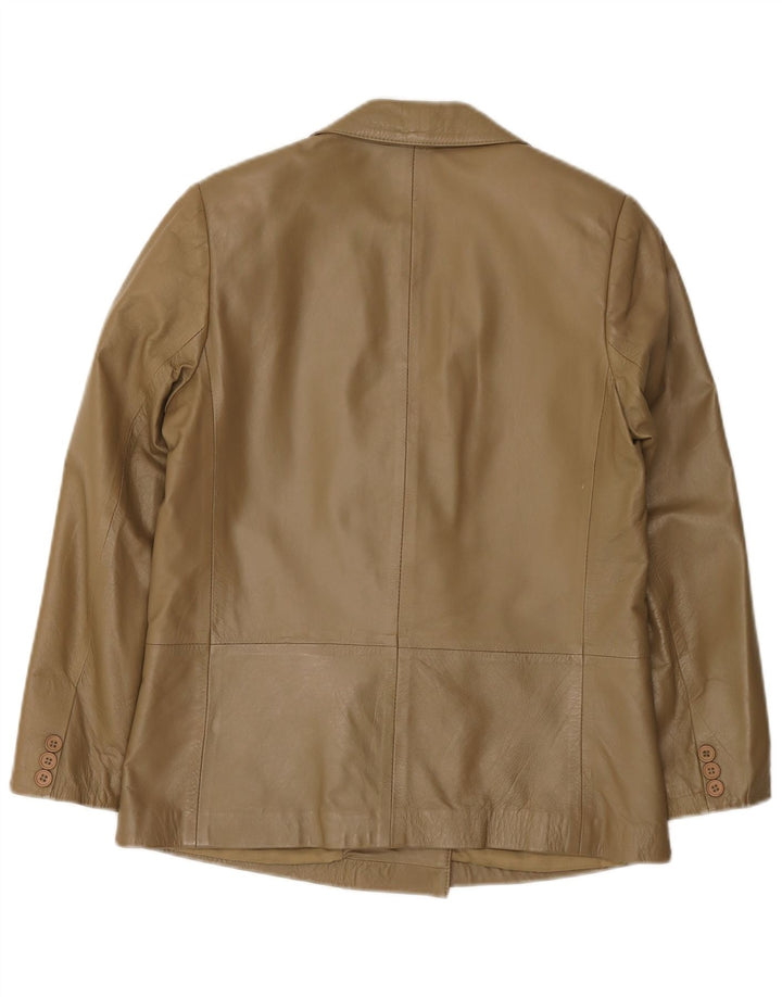 Vintage Damen Übergroße Lederjacke IT 38 XS Khaki Leder