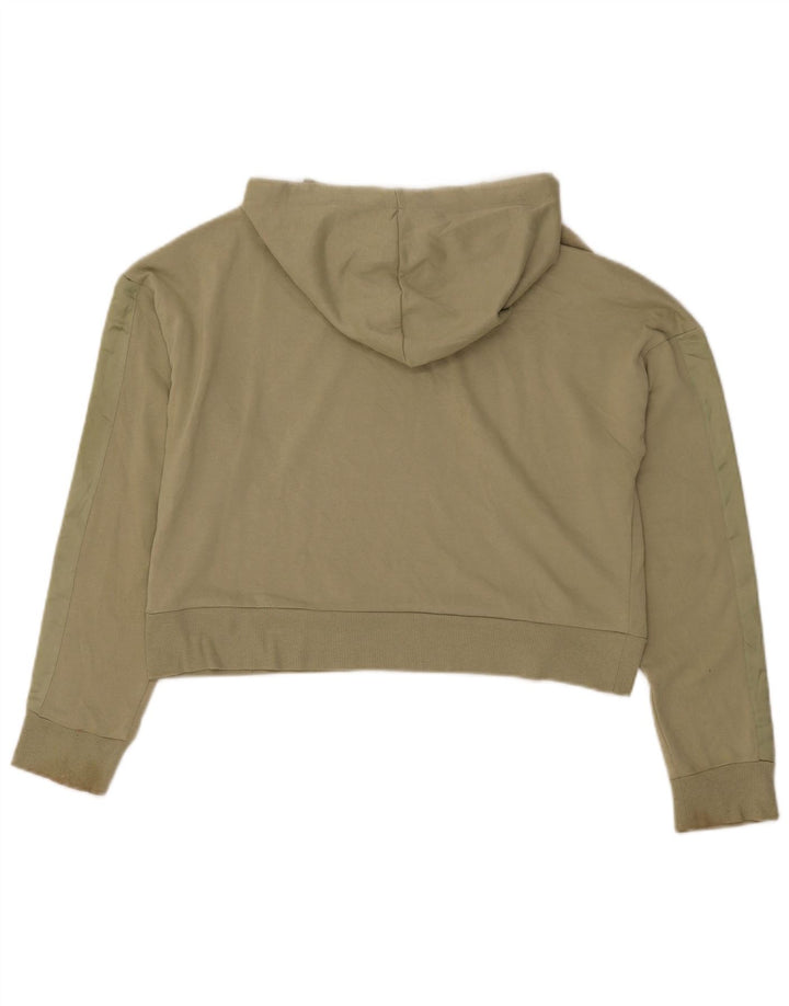 Topshop Damen Crop Hoodie Pullover UK 14 Medium Khaki Polyester