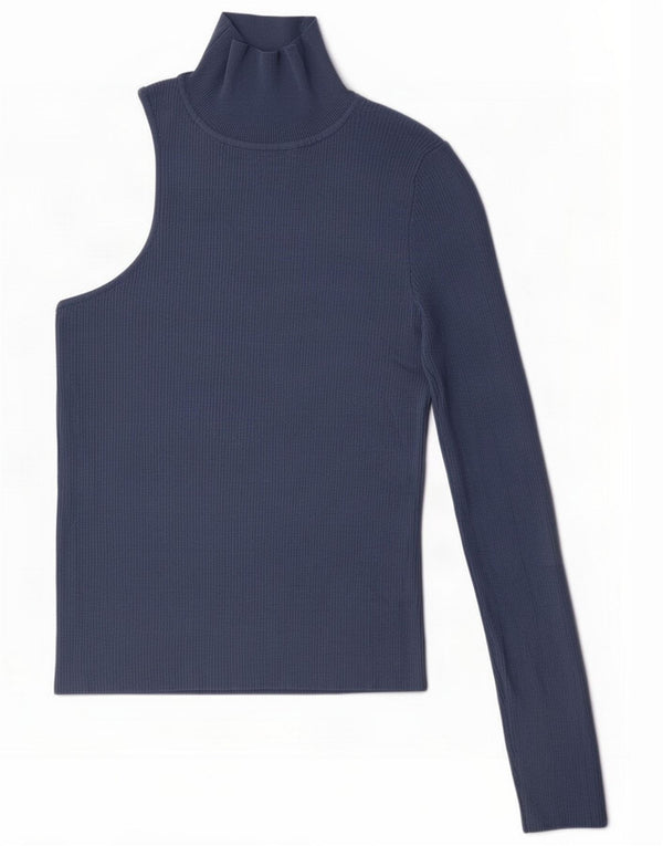 Zara Damen One Shoulder Top UK 14 Large Blue
