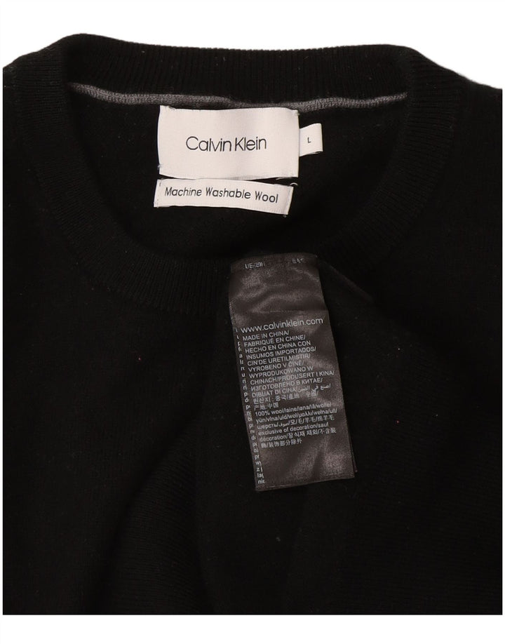 Calvin Klein Damen-Pullover mit Rundhalsausschnitt, UK 16, große schwarze Wolle
