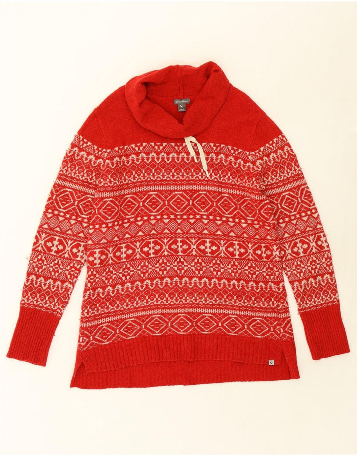 EDDIE BAUER Womens Roll Neck Jumper Sweater UK 16 Large Red Fair Isle Vintage Eddie Bauer and Second-Hand Eddie Bauer from Messina Hembry 